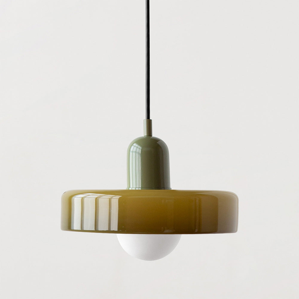 Vintage Hanging Lamp – Stained Glass Pendant Light in Bauhaus Style