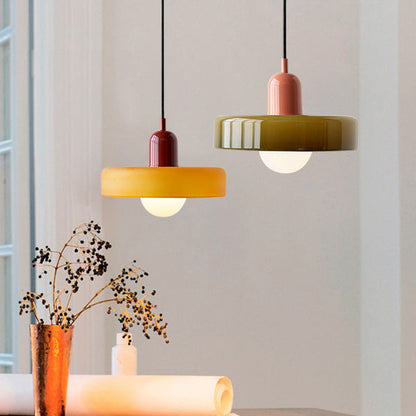 Vintage Hanging Lamp – Stained Glass Pendant Light in Bauhaus Style