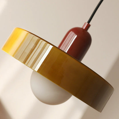 Vintage Hanging Lamp – Stained Glass Pendant Light in Bauhaus Style
