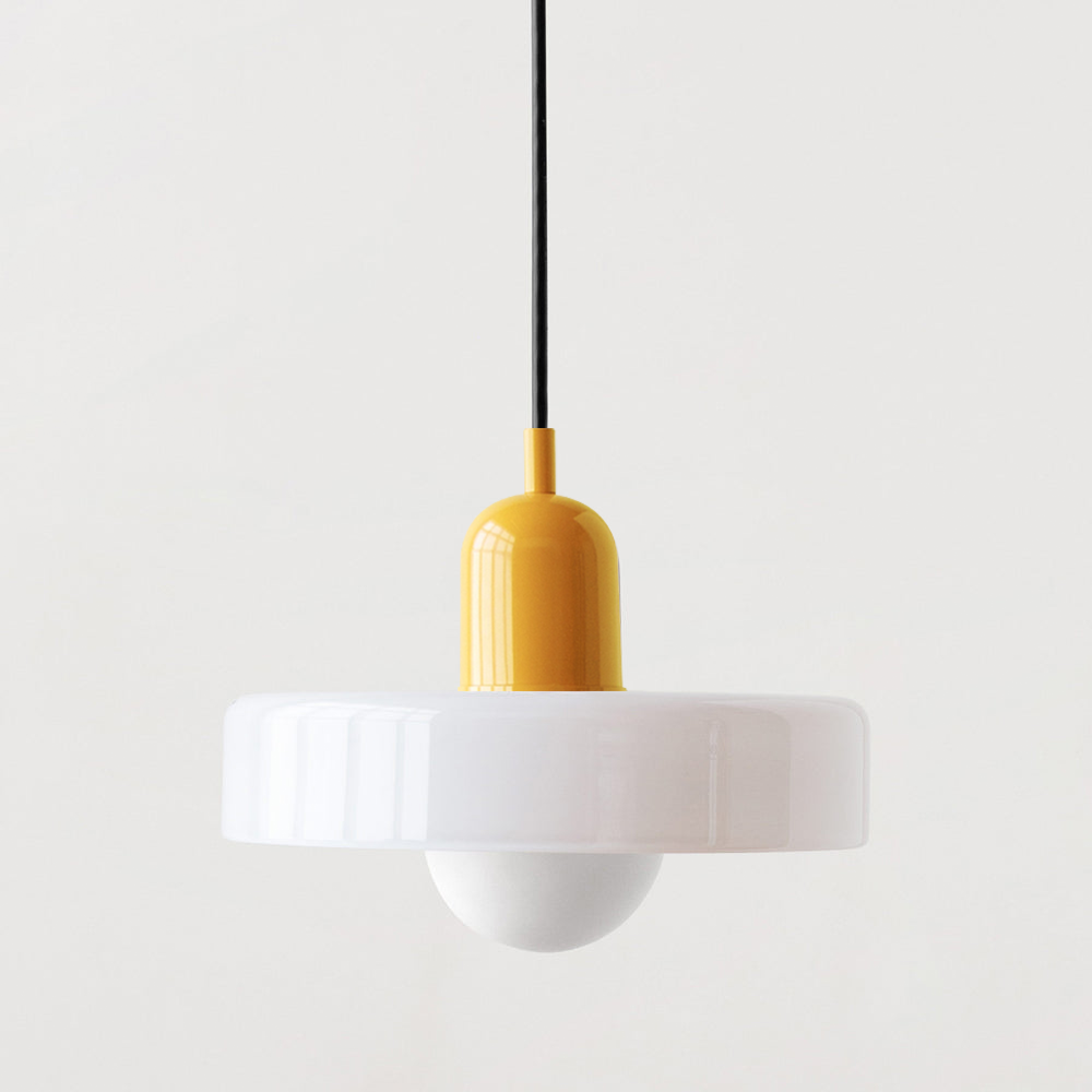 Vintage Hanging Lamp – Stained Glass Pendant Light in Bauhaus Style