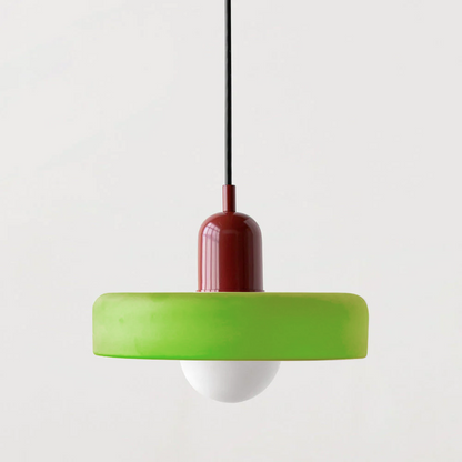 Vintage Hanging Lamp – Stained Glass Pendant Light in Bauhaus Style