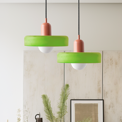 Vintage Hanging Lamp – Stained Glass Pendant Light in Bauhaus Style