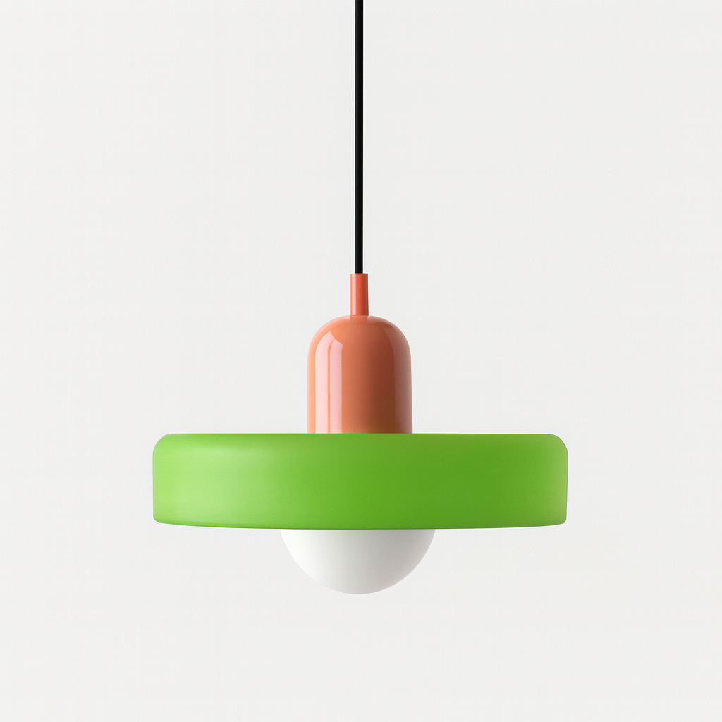 Vintage Hanging Lamp – Stained Glass Pendant Light in Bauhaus Style