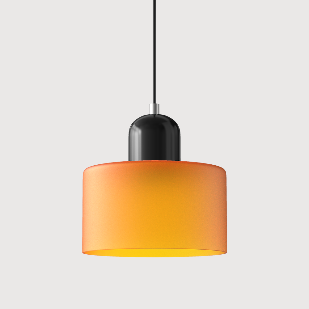 Adjustable Height Pendant Light with Colorful Glass Shade
