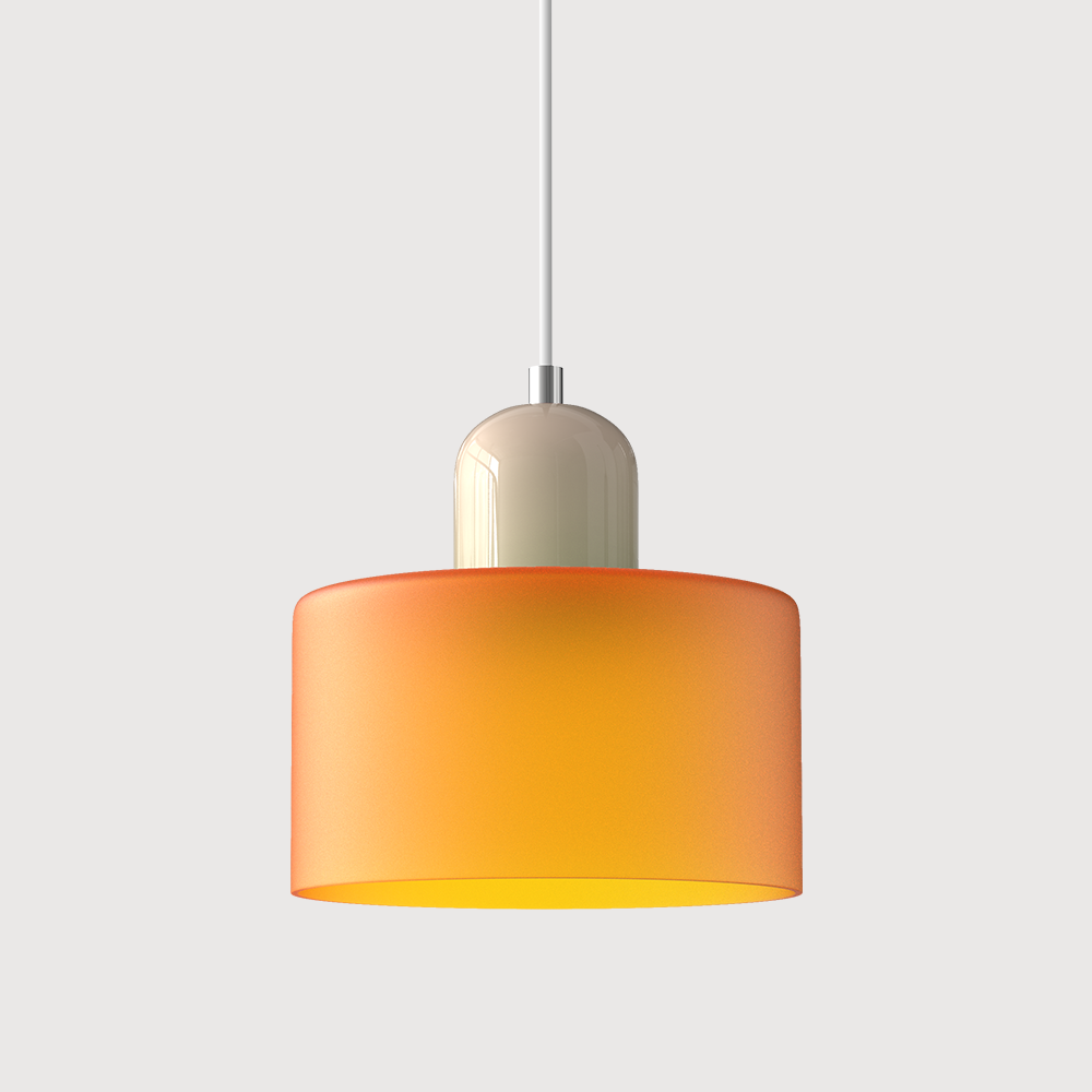 Adjustable Height Pendant Light with Colorful Glass Shade