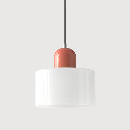 Adjustable Height Pendant Light with Colorful Glass Shade