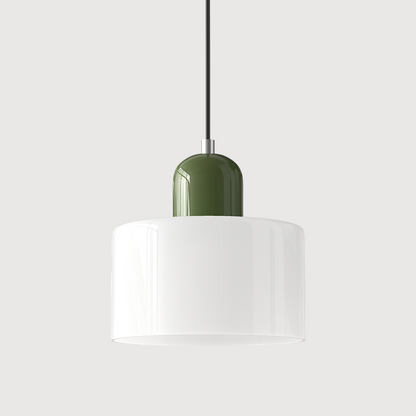Adjustable Height Pendant Light with Colorful Glass Shade