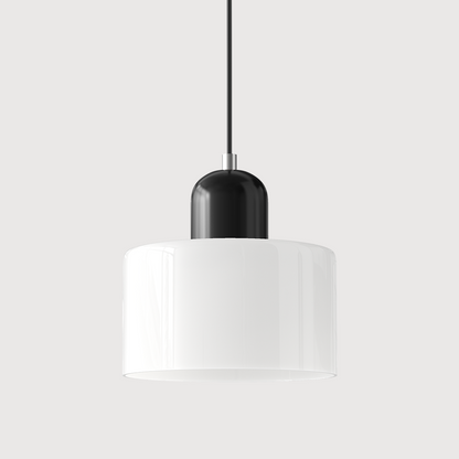 Adjustable Height Pendant Light with Colorful Glass Shade