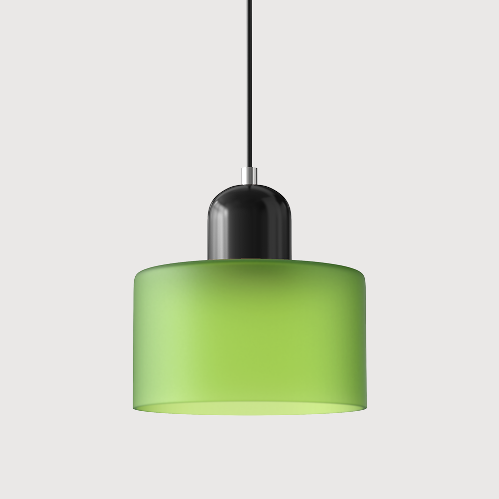 Adjustable Height Pendant Light with Colorful Glass Shade