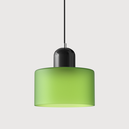 Adjustable Height Pendant Light with Colorful Glass Shade