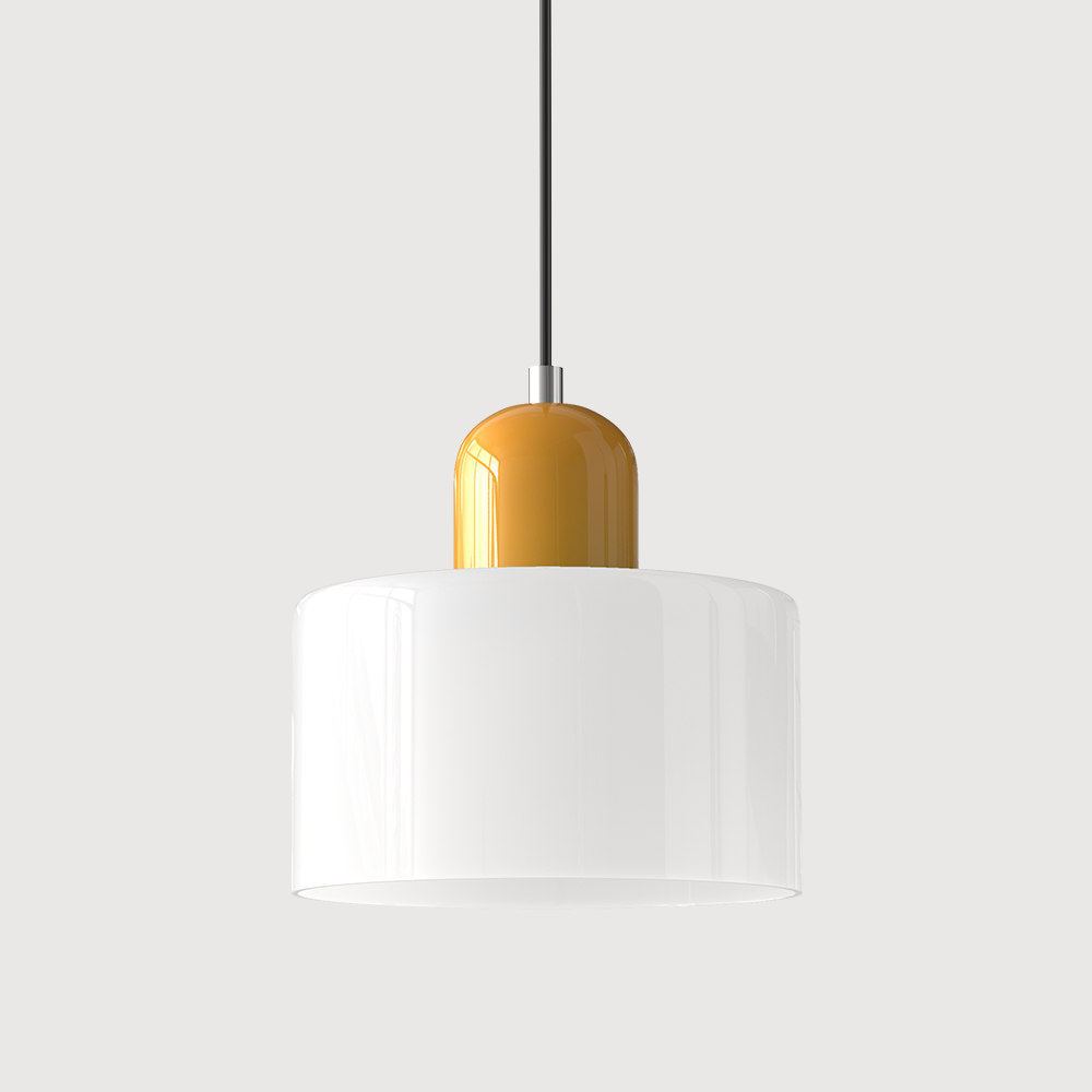 Adjustable Height Pendant Light with Colorful Glass Shade