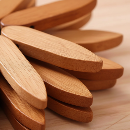 Natural Wood Coaster Set with Holder | 3 Heat-Resistant Trivet Coasters