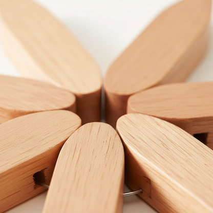 Natural Wood Coaster Set with Holder | 3 Heat-Resistant Trivet Coasters