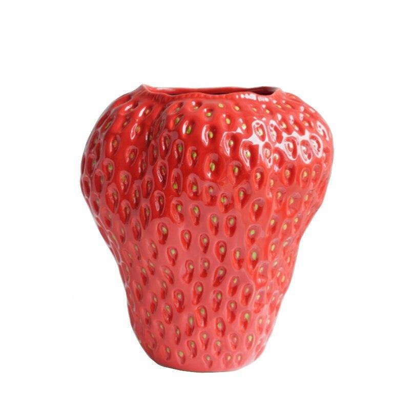 Whimsical Strawberry-Inspired Ceramic Vase for Your Space