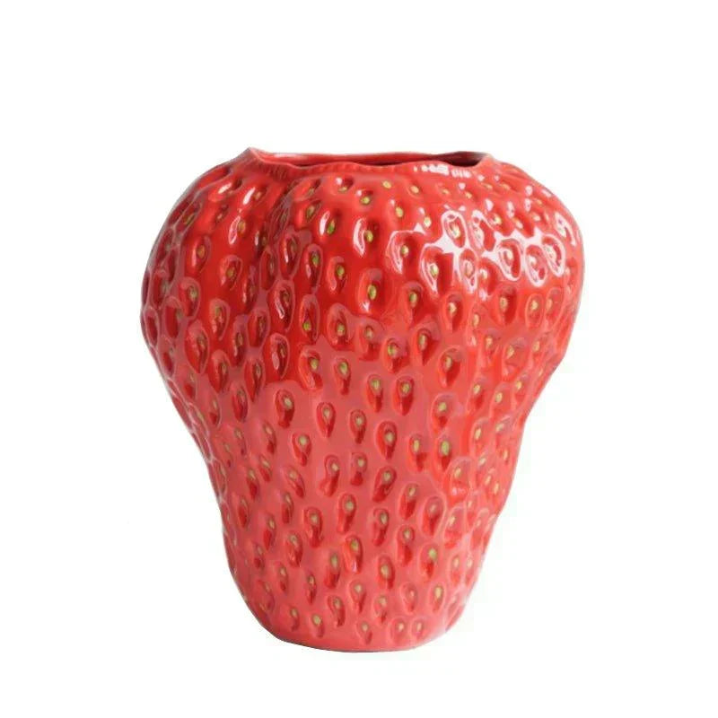 Whimsical Strawberry-Inspired Ceramic Vase for Your Space