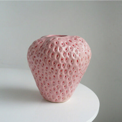 Whimsical Strawberry-Inspired Ceramic Vase for Your Space