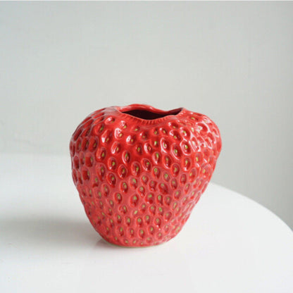 Whimsical Strawberry-Inspired Ceramic Vase for Your Space