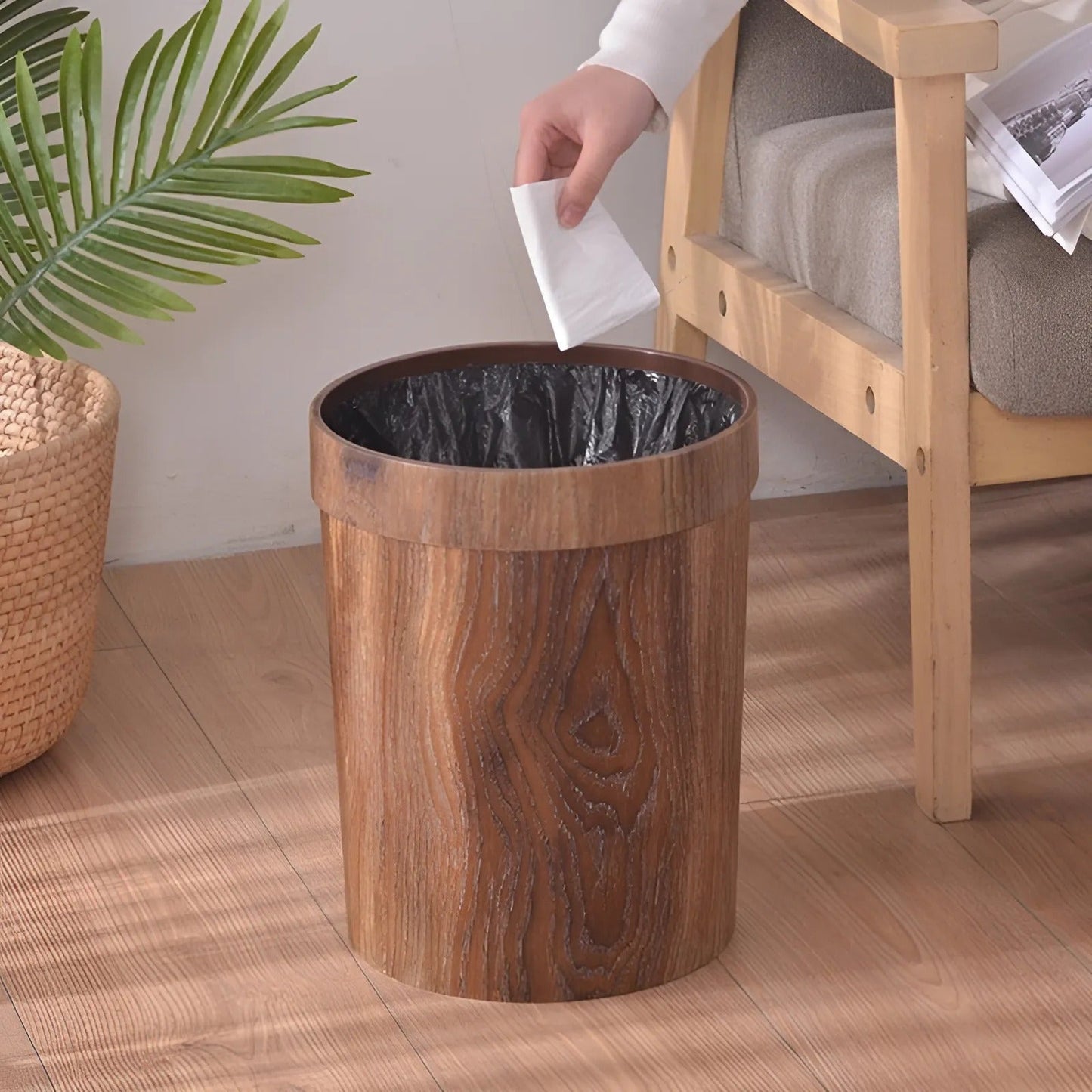 Nordic Style Wooden Waste Basket – Sleek Design for Contemporary Areas