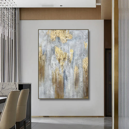 Large Grey and Gold Minimalist Canvas Prints for Modern Home Decor