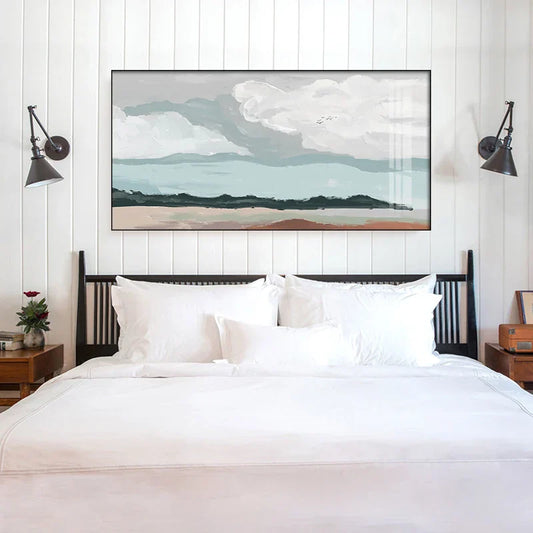Abstract Landscape Canvas Print in Neutral Tones for Modern Living Room