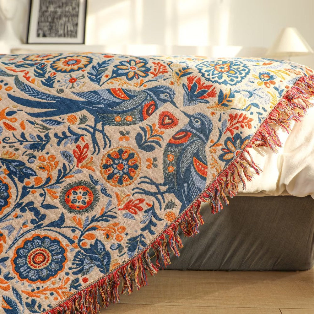 Serene Garden Cotton Throw Blanket for Cozy Moments