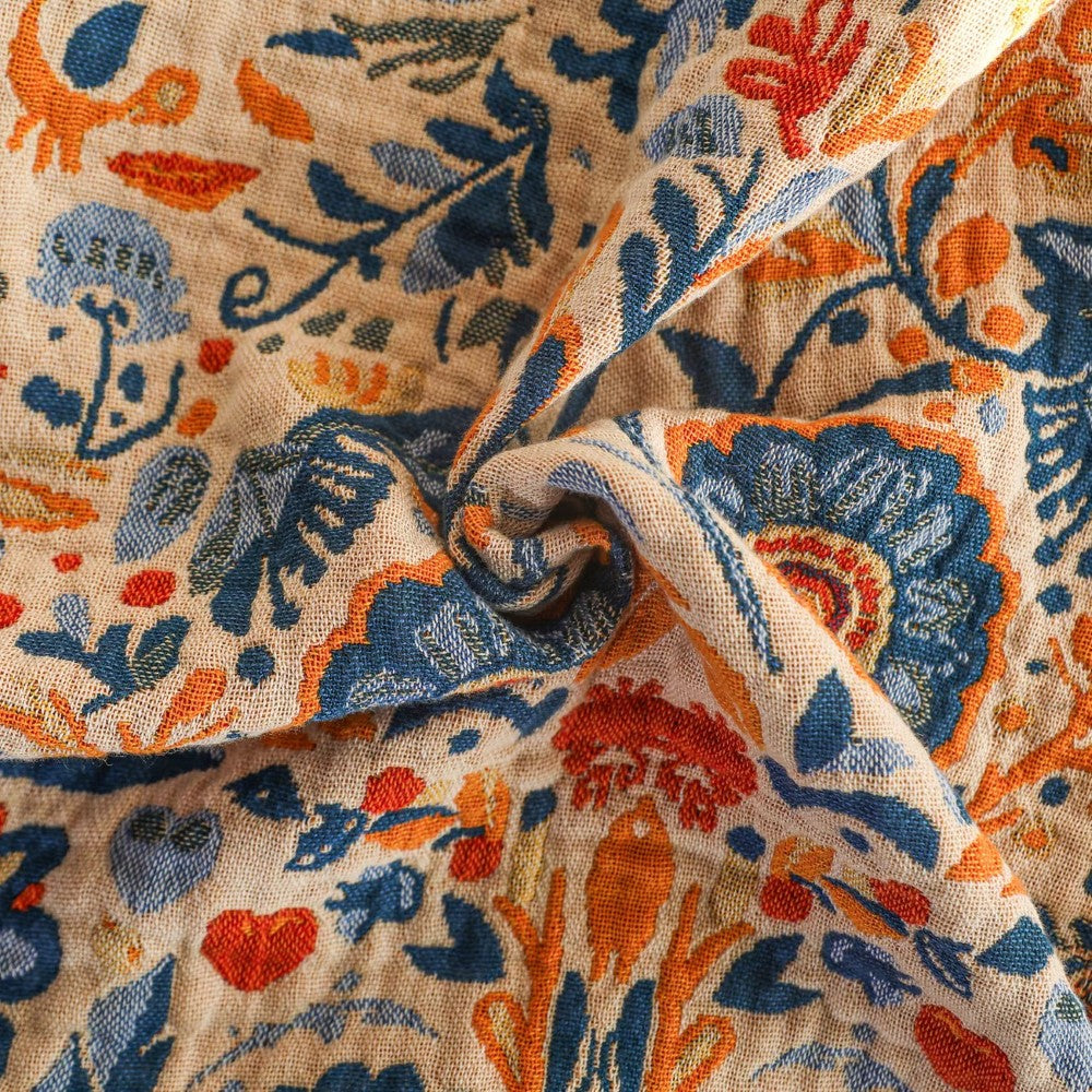 Serene Garden Cotton Throw Blanket for Cozy Moments