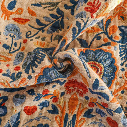 Serene Garden Cotton Throw Blanket for Cozy Moments
