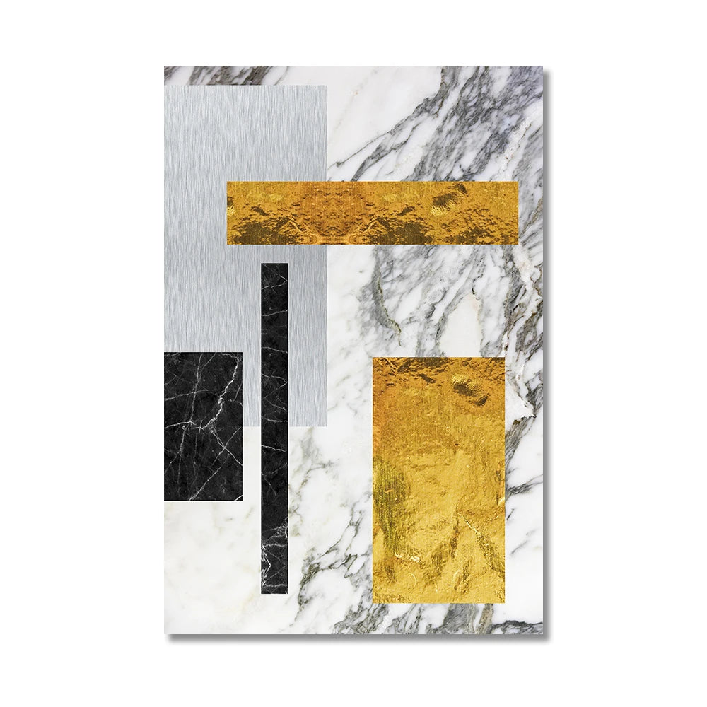 Abstract Geometric Canvas Prints in Black and Gold for Home or Office Decor