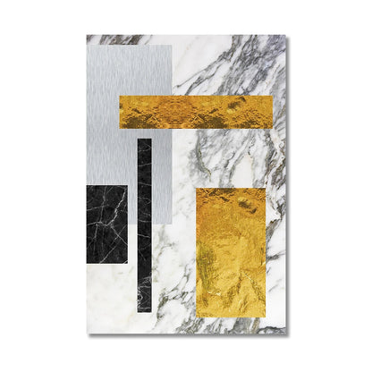 Abstract Geometric Canvas Prints in Black and Gold for Home or Office Decor