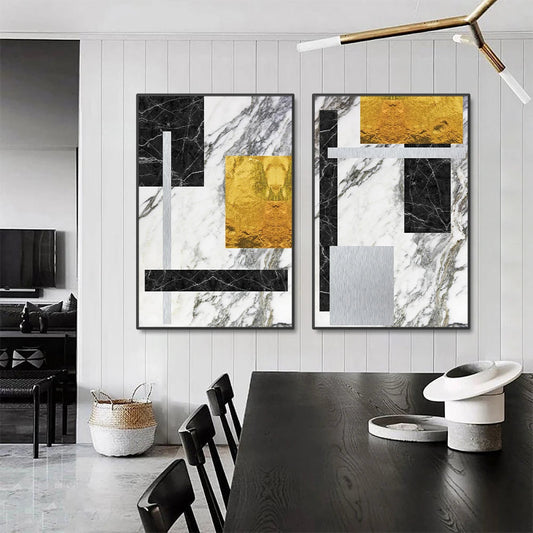 Abstract Geometric Canvas Prints in Black and Gold for Home or Office Decor