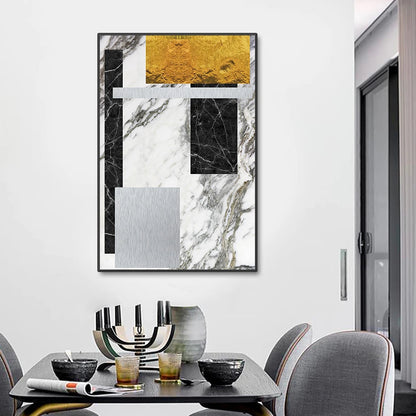 Abstract Geometric Canvas Prints in Black and Gold for Home or Office Decor