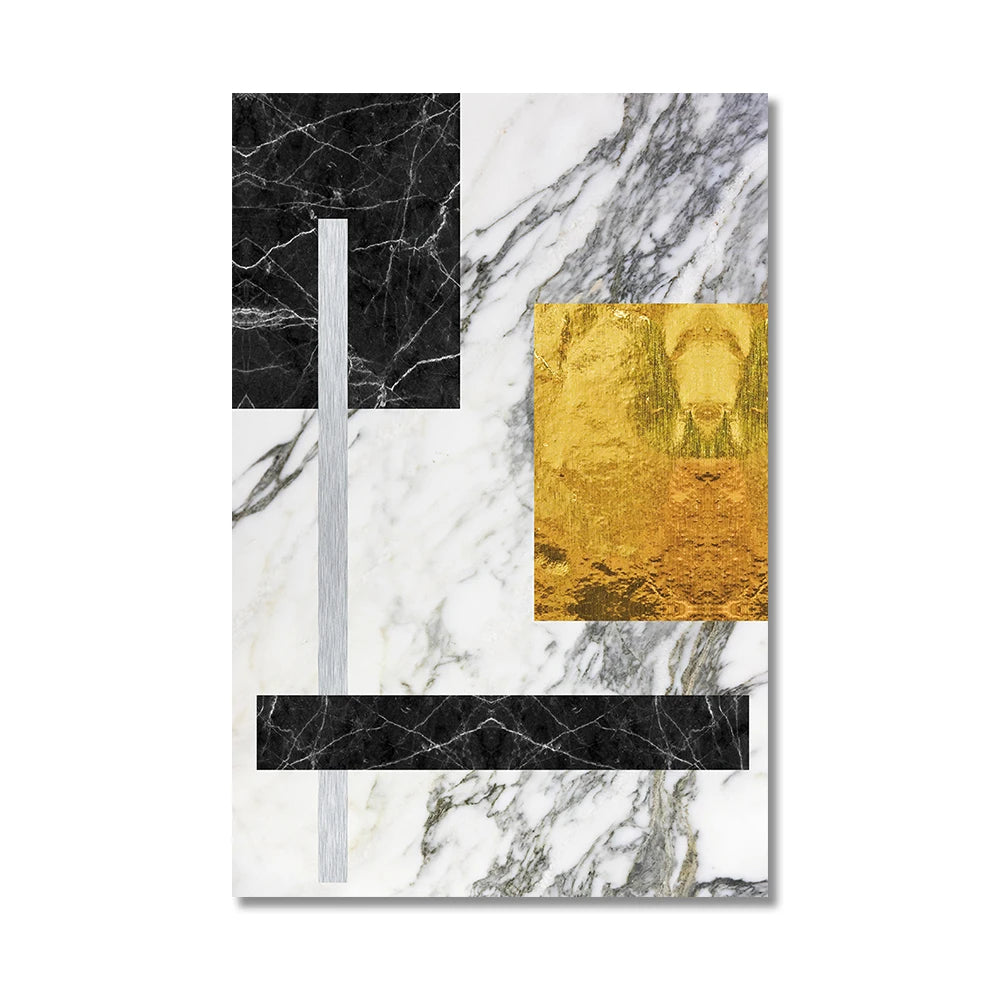Abstract Geometric Canvas Prints in Black and Gold for Home or Office Decor