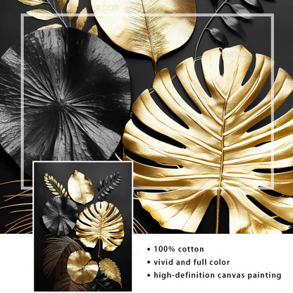 Tropical Leaves Wall Art Canvas Print – Modern Botanical Decor for Living Room and Office