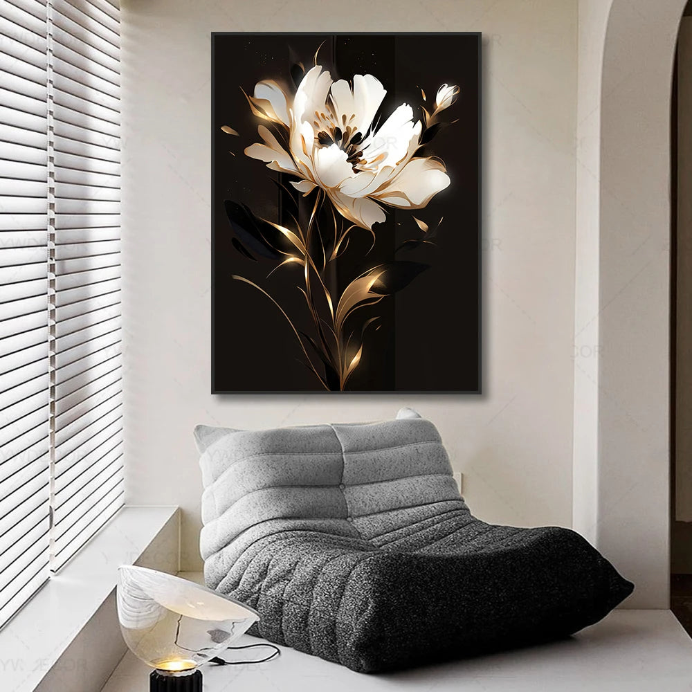 Tropical Leaves Wall Art Canvas Print – Modern Botanical Decor for Living Room and Office