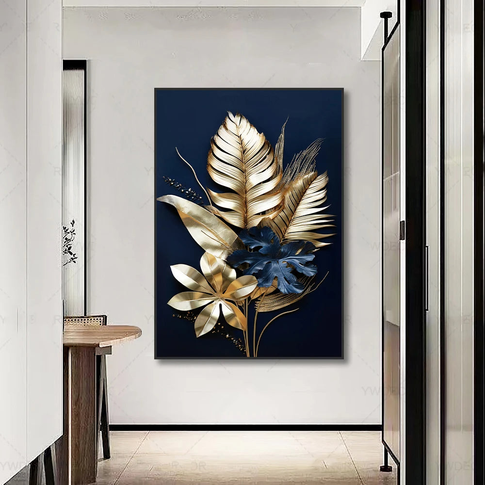 Tropical Leaves Wall Art Canvas Print – Modern Botanical Decor for Living Room and Office