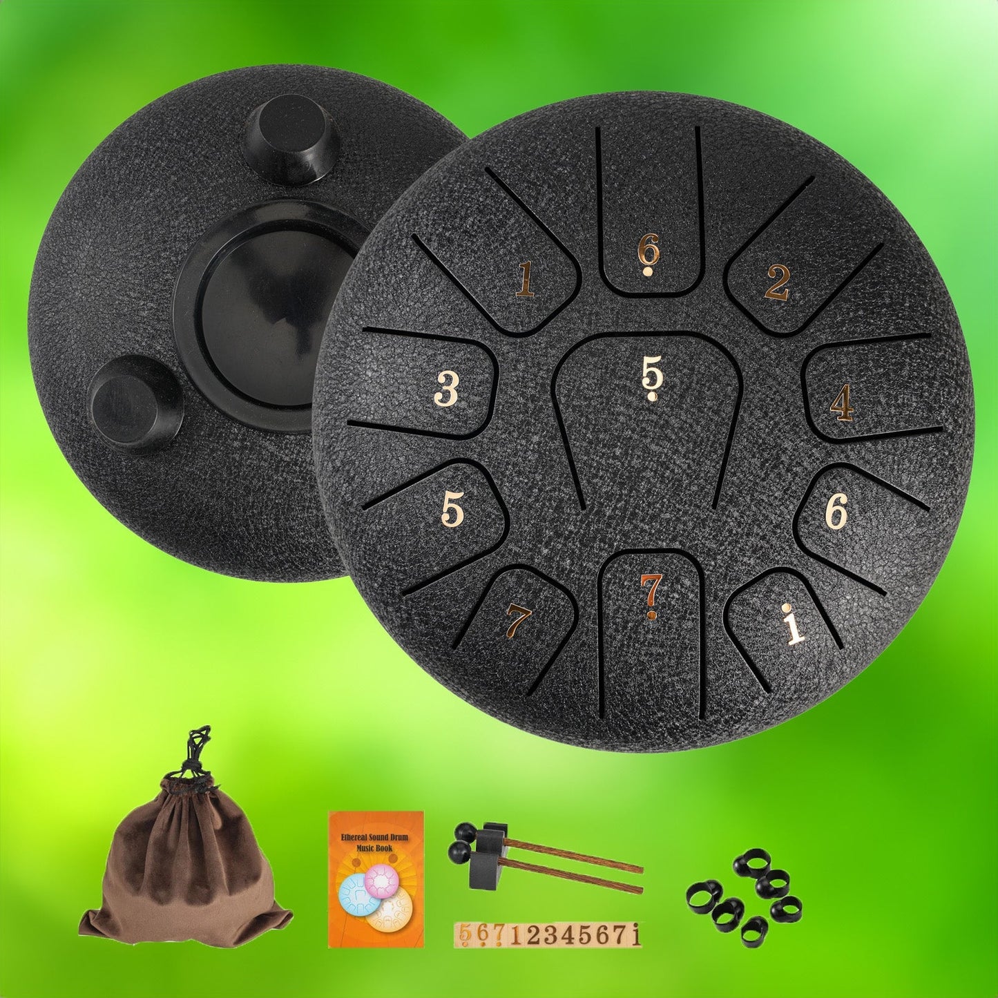 6-Inch Steel Tongue Drum with 11 Musical Notes