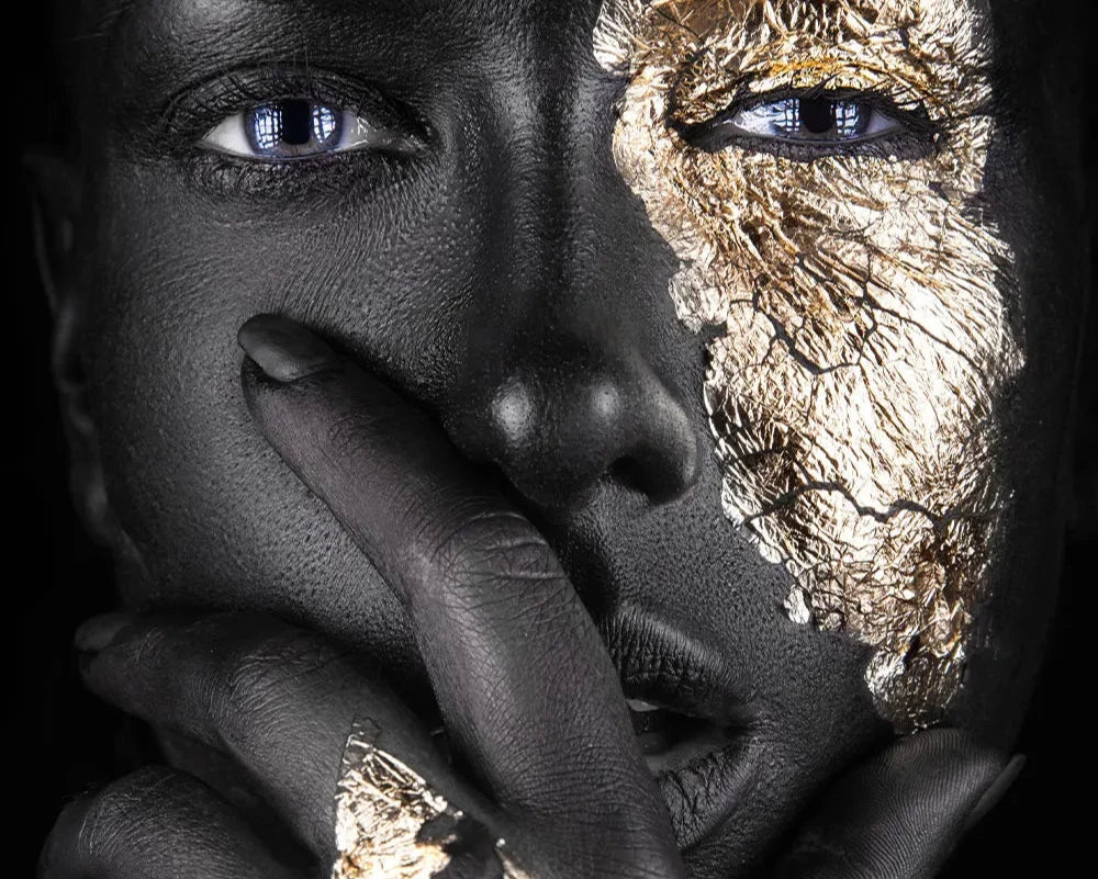 Canvas Print of African Woman in Black and Gold – Wall Art for Modern Decor