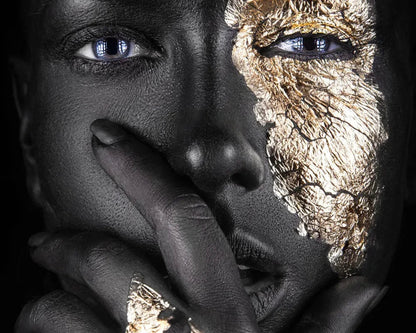 Canvas Print of African Woman in Black and Gold – Wall Art for Modern Decor