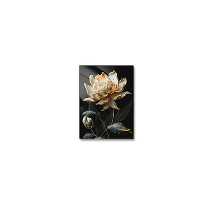 Modern Botanical Canvas Prints - Black and Gold Floral Wall Art for Home Decor