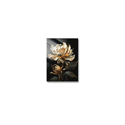 Modern Botanical Canvas Prints - Black and Gold Floral Wall Art for Home Decor