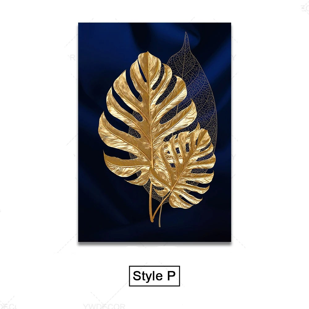 Tropical Leaves Wall Art Canvas Print – Modern Botanical Decor for Living Room and Office