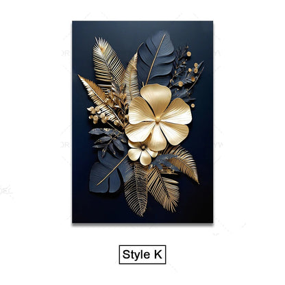 Tropical Leaves Wall Art Canvas Print – Modern Botanical Decor for Living Room and Office