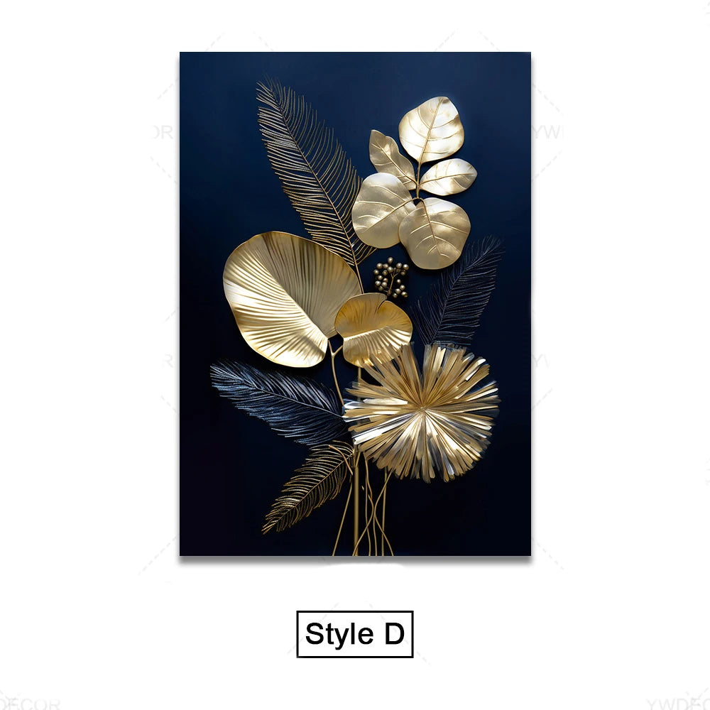Tropical Leaves Wall Art Canvas Print – Modern Botanical Decor for Living Room and Office