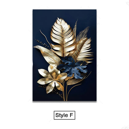 Tropical Leaves Wall Art Canvas Print – Modern Botanical Decor for Living Room and Office