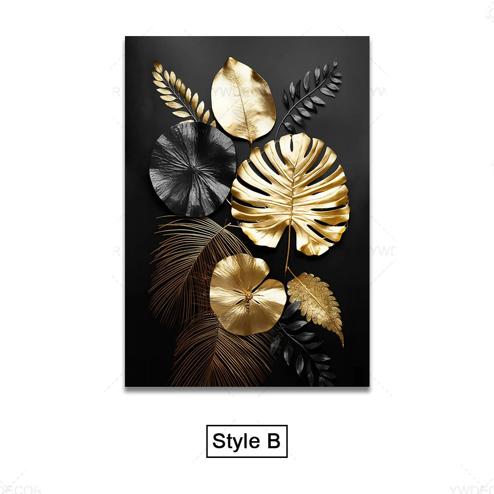 Tropical Leaves Wall Art Canvas Print – Modern Botanical Decor for Living Room and Office