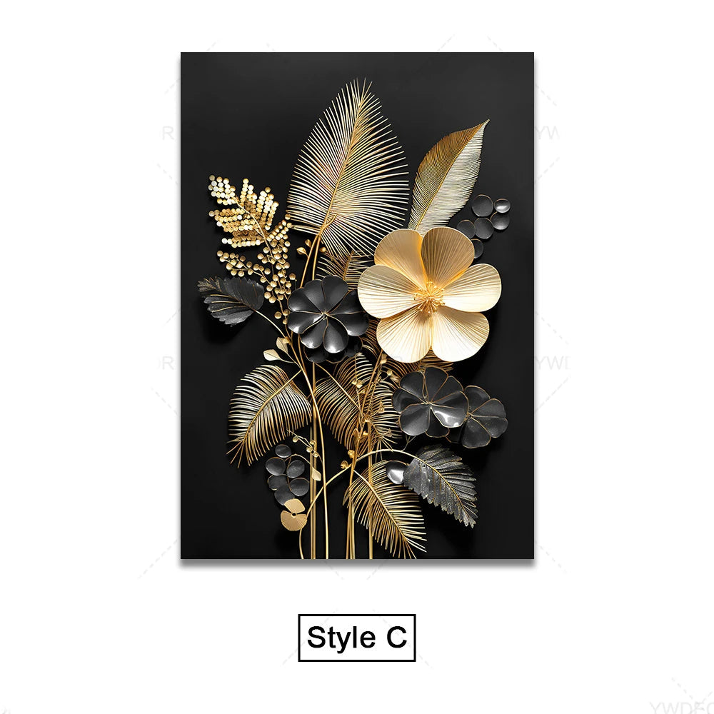 Tropical Leaves Wall Art Canvas Print – Modern Botanical Decor for Living Room and Office