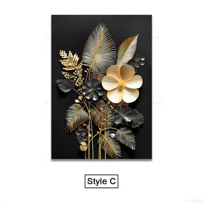 Tropical Leaves Wall Art Canvas Print – Modern Botanical Decor for Living Room and Office