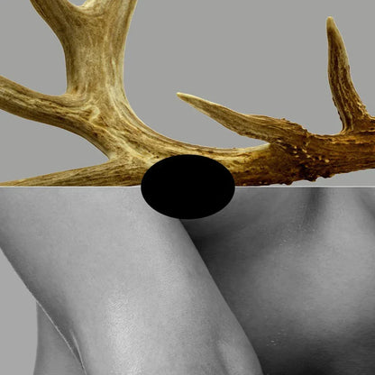 Nordic Canvas Print of Antlered Girl in Black, White, and Gold for Home Decor
