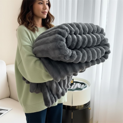 Checked Fleece Throw Blanket – Soft Faux Lambswool Material