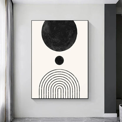 Minimalist Geometric Line Art Canvas Print - Black and White Decor for Living Room and Office
